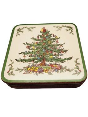 Vintage Christmas Tree 6 Coasters Spode Pimpernel cork coasters